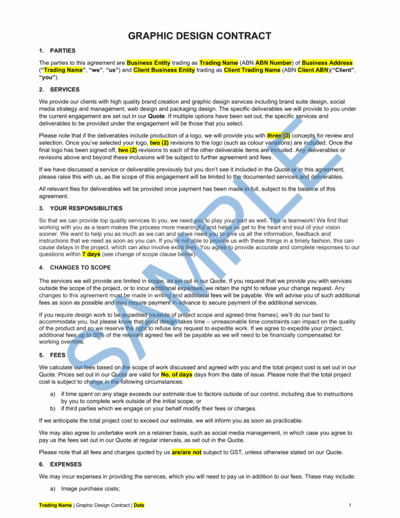 Graphic Design Contract Template Easy Legal Templates